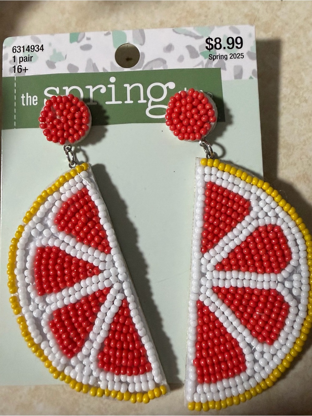 Red Beaded Citrus Drop Earrings